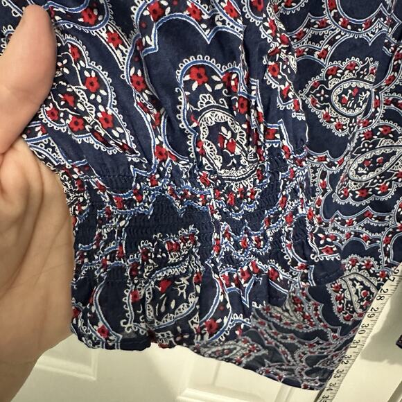 Talbots Paisley Top Plus size 3x Blue Ruffle Trip Popover Lightweight - Picture 5 of 9